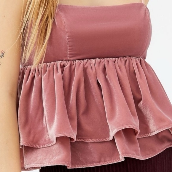 Urban Outfitters Tops - NWOT Urban Outfitters Velvet Babydoll Strapless Tank Dusty Pink